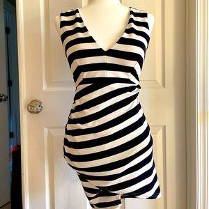 Windsor Black & White Striped V-Neck Dress